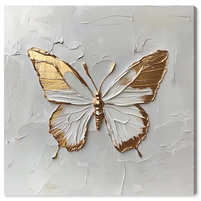 Simple Golden Butterfly Canvas by Art Remedy, Gallery Wrapped