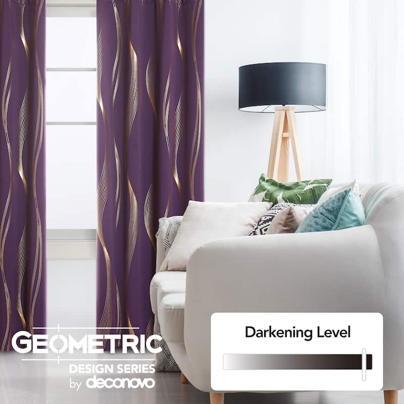 Deconovo Gold Wave 52 Width Curtain (2 Panel)