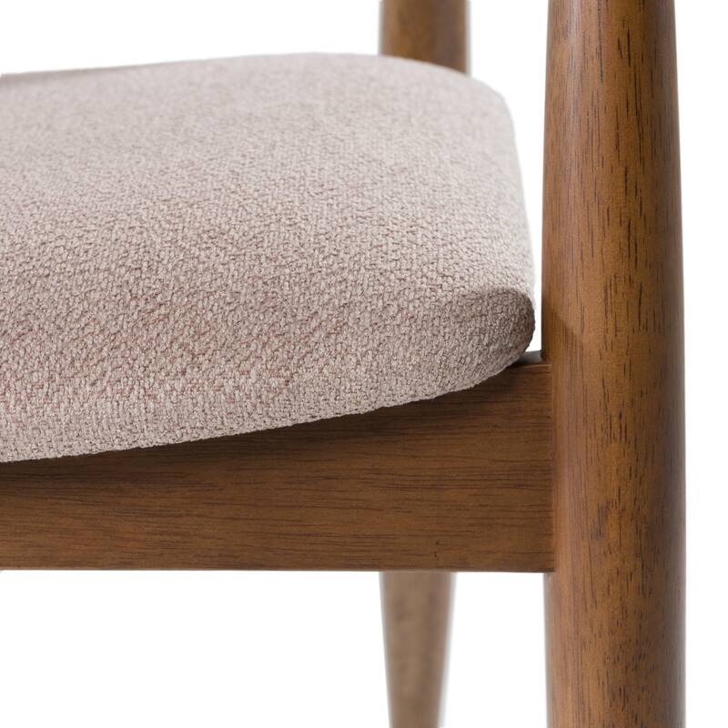 Modrest Cohen Mid-Century Modern Tan Fabric & Walnut Dining Chair