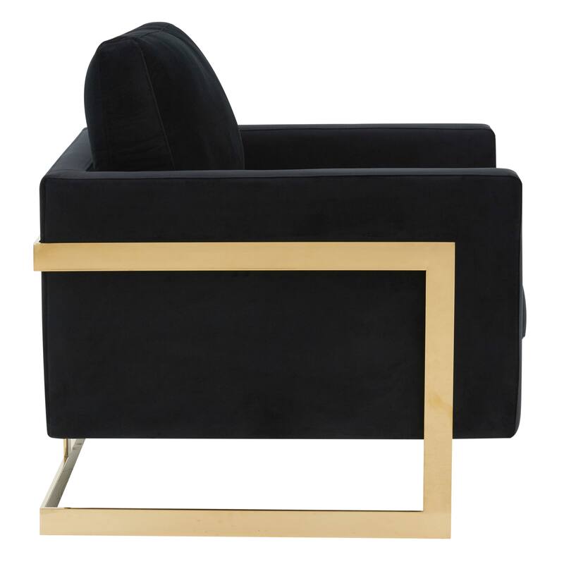 Lincoln Modern Velvet Upholstered Accent Designer Lounge Chair with Gold Frame for Living Room, Bedroom and Home Office - 34"
