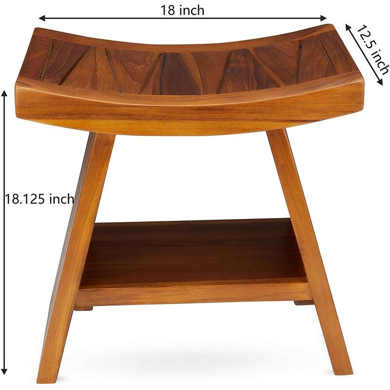 TeakCraft The RANDI, Teak Wood Shower Bench 18inch