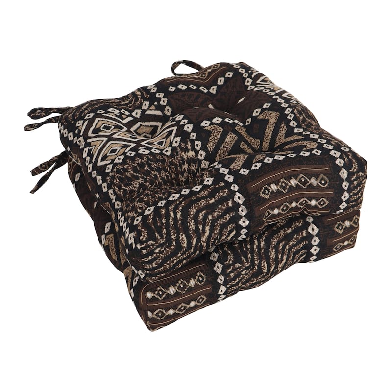 16-inch Square Woven Tapestry Tufted Chair Cushions (Set of 2 or 4) - 16 x 16 - Congo - Set of 2
