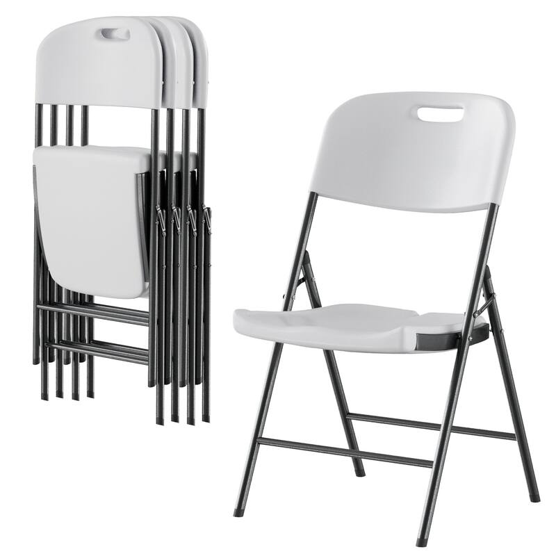 4 Pack Metal Folding Chairs with Padded Cushion and Back, Stackable Fabric Dining Chair Set, Upholstered Commercial Seat