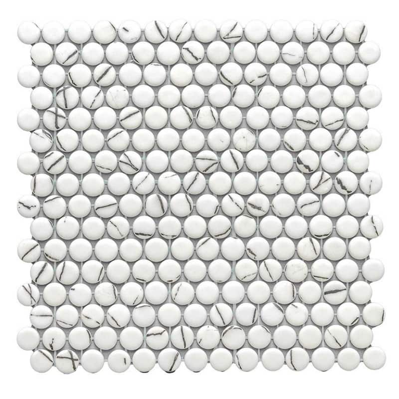 The Tile Life Eterna Penny 12x12 Round Glass Mosaic Floor, Wall & Backsplash Tile - 4x4 Sample - Lineas