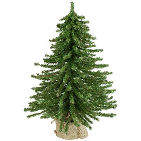 2' Potted Downswept Mini Village Pine Medium Artificial Christmas Tree - 2 Foot