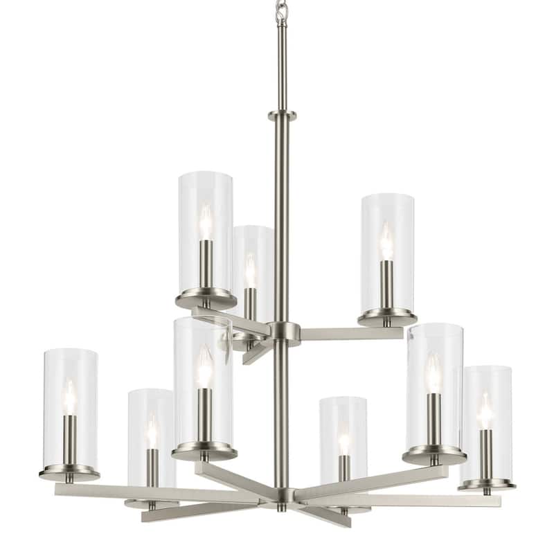 Kichler 44014 Crosby 9 Light 33" Wide Taper Candle Chandelier - Brushed Nickel