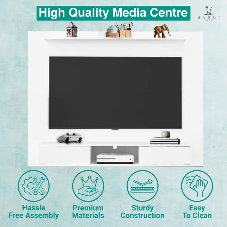 Wall-Mounted Entertainment Center with Multiple Storage Options for TVs up to 70 Inches
