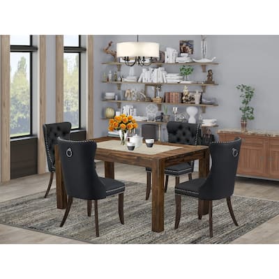 East West Furniture Dining Table Set Includes a Rectangle Kitchen Table and Chairs, Distressed Jacobean (Pieces Options)
