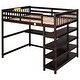 preview thumbnail 75 of 82, Space-Saving Loft Bed with Storage Shelves and Desk, Solid Wood Loft Bed Frame with Ladder and Guardrail for Kids Teens Adults