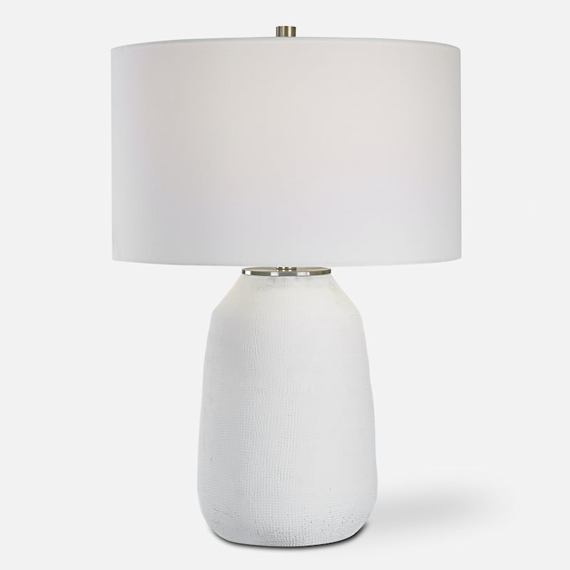 Rounded Base Ceramic Table Lamp with Drum Shade - 25.5" - Matte White