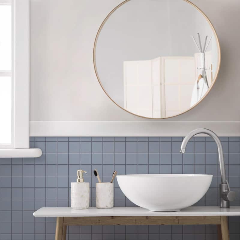 Merola Tile Vaudeville Taco Azzuro 1-5/8" x 1-5/8" Porcelain Floor and Wall Tile - Case (25 Tiles) - Blue - Case (25 Tiles)