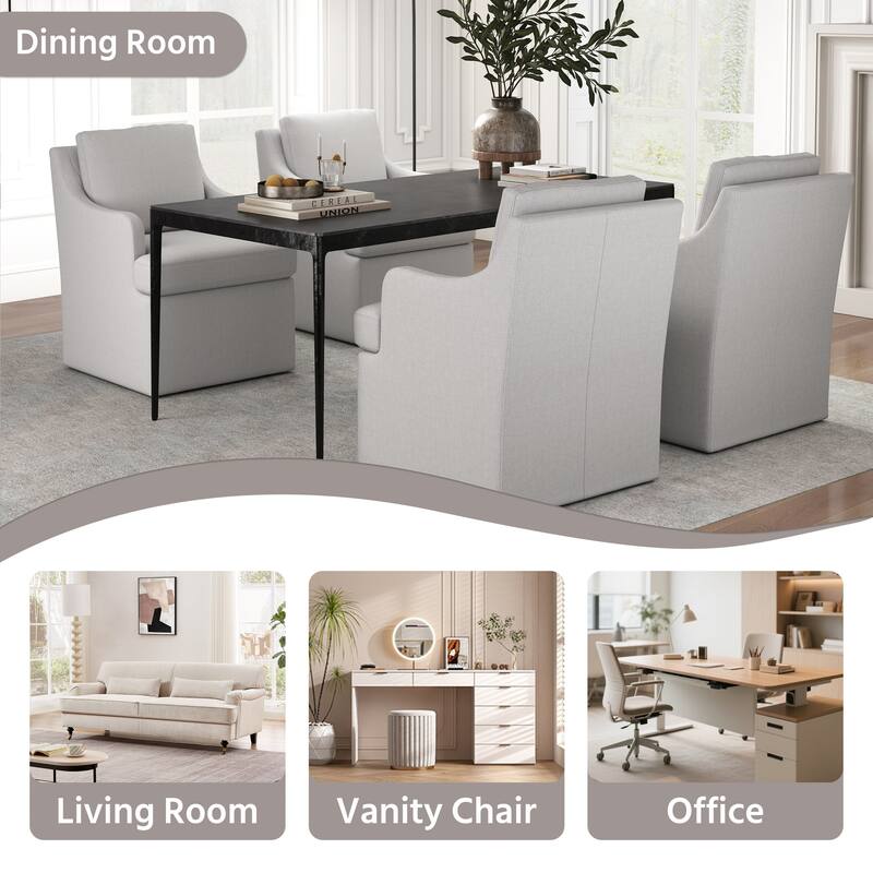 Upholstered Dining Chairs, Modern Kitchen Chairs Dinner Chairs with 4 Casters