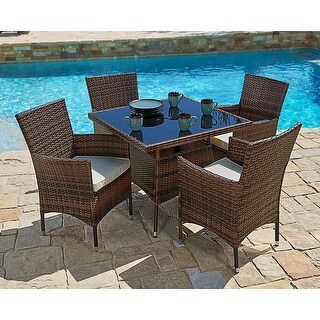 Navi 5-piece Outdoor Wicker Square Dining Table Se