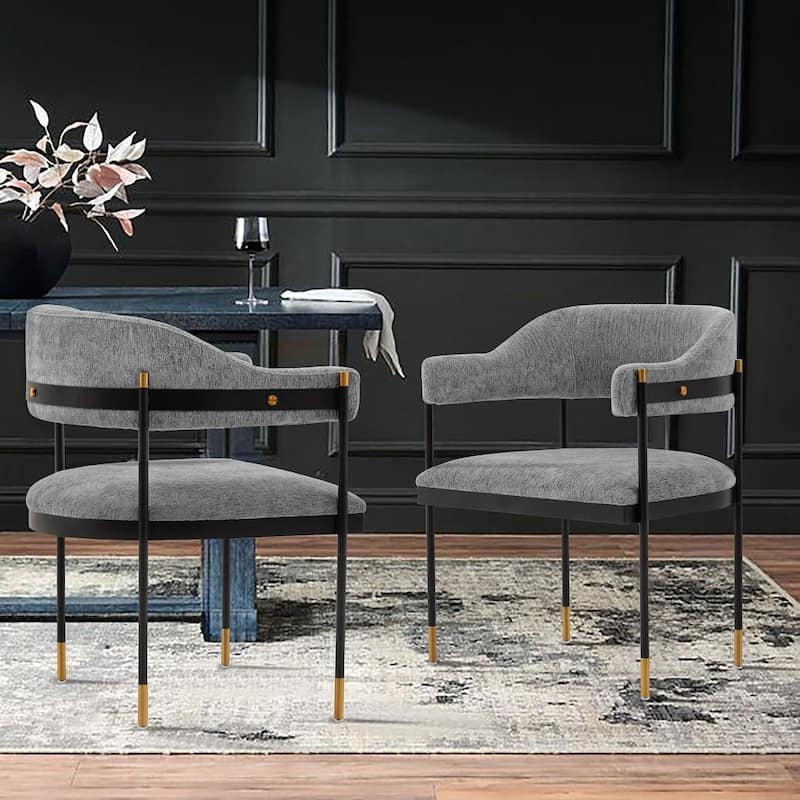 Manhattan Comfort Modern Lia Boucle Dining Armchair - Grey - Single