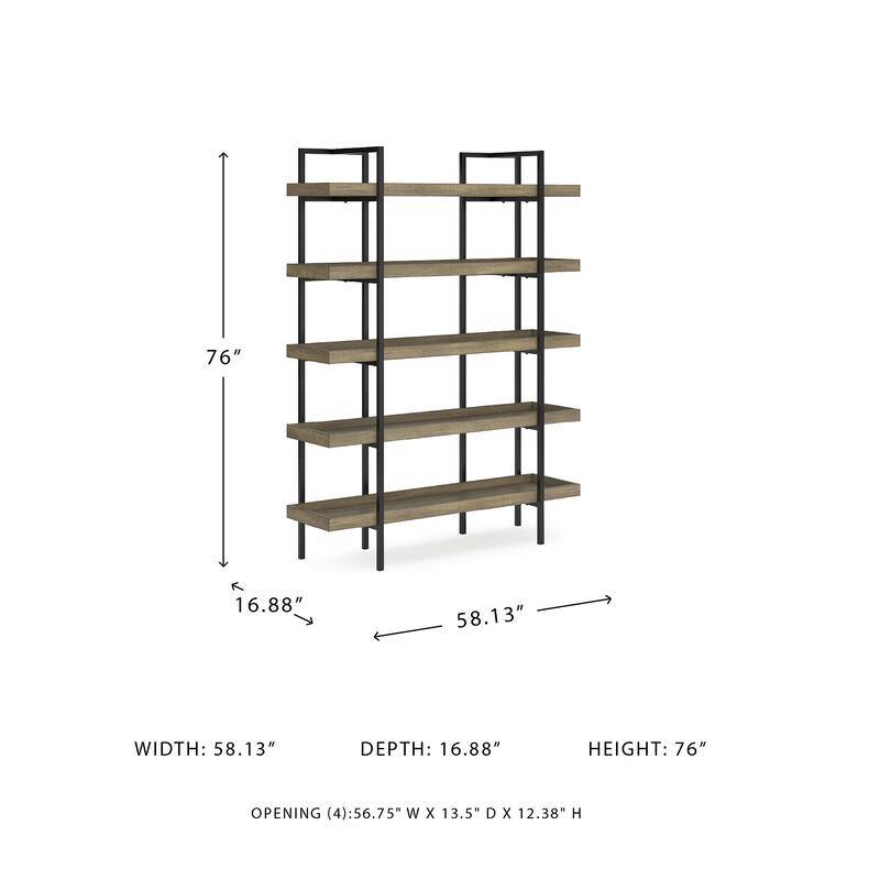 Signature Design by Ashley Montia Black/Brown 76" Bookcase - 58" W x 17" D x 76" H