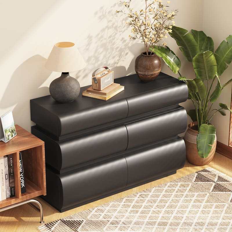 Pull-less Dresser with 6 Drawers, Modern 6 Chest of Drawers with Wide Storage for Bedroom Entryway