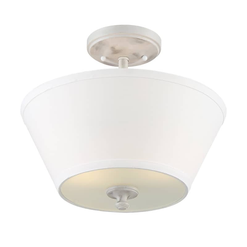 Newport Collection - 2 Light - Semi-Flush - 13.5"W - 12.25"H - Coastal Weathered White Finish