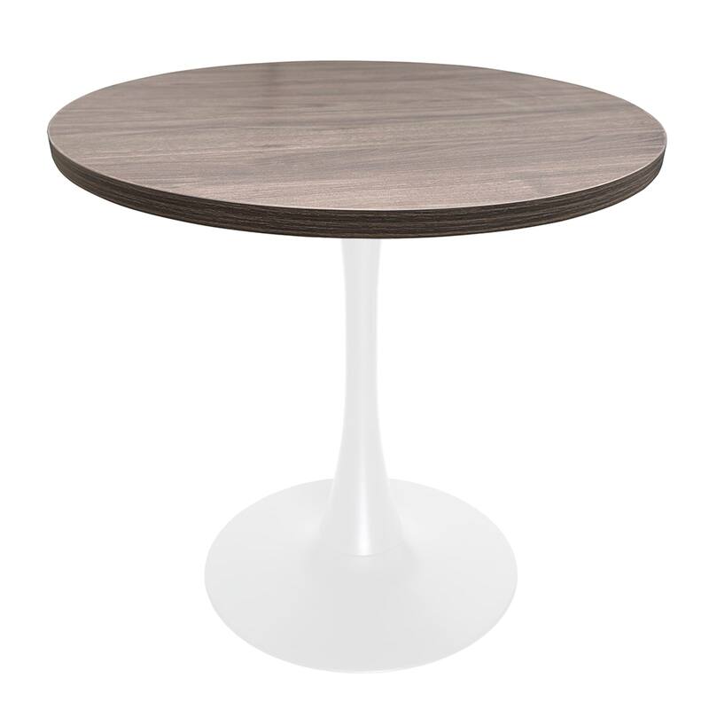 Bristol 36" Round Dining Table for 4 with MDF Top and Modern White Iron Base for Kitchen & Dining Room - Dark Walnut