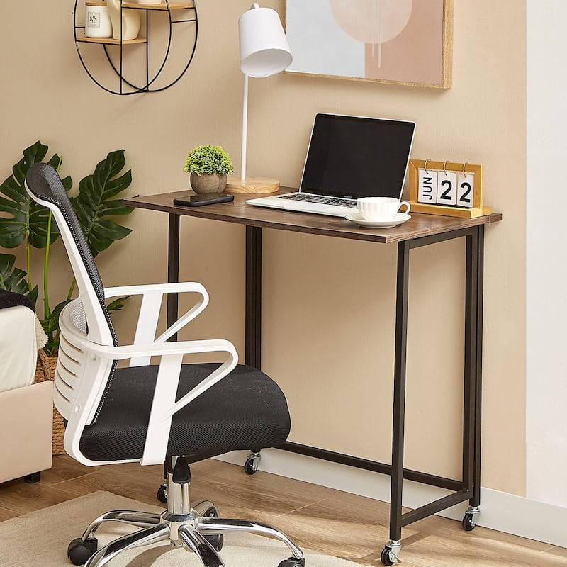 Javlerg Mobile Folding Computer Desk, 31.5" No Assembly Rolling Writing Desk, Space Saving Foldable Laptop Table for Home Office