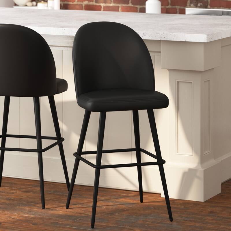 Set of 2 Upholstered Counter Stools with Steel Frames