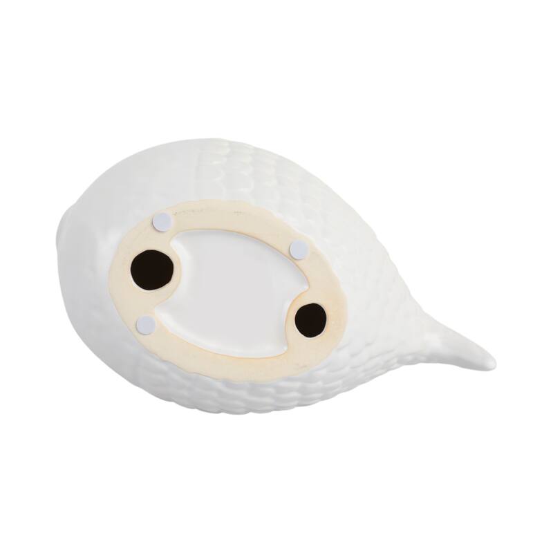 Artistic Ceramic Textured Fish Sculpture - 10", White - 10.0"