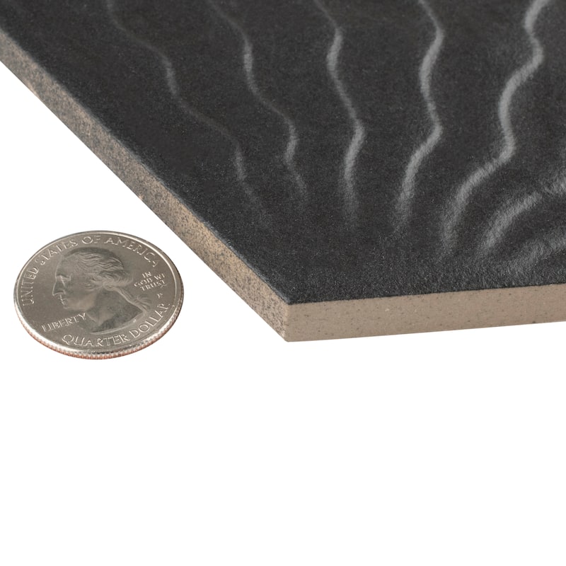 Merola Tile Gaudi Hex Black 8-5/8" x 9-7/8" Porcelain Floor and Wall Tile