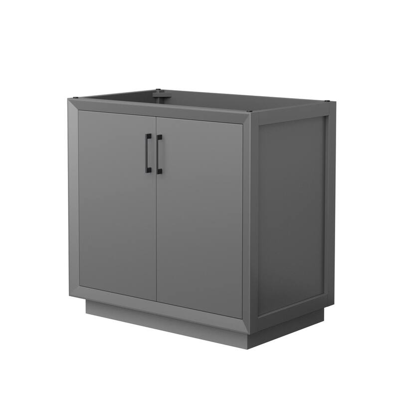 Wyndham Collection WCF414136S-CXSXX-MXX Strada 35" Single Free - Dark Gray / Matte Black Hardware
