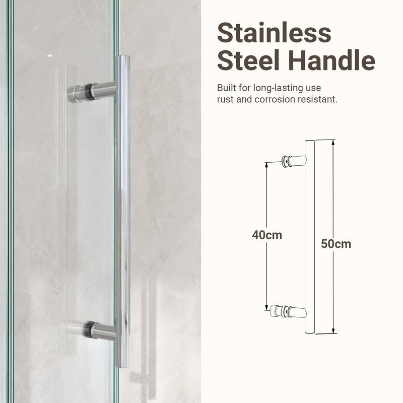 GDFStudio - Modern America Design Frameless Single Sliding Shower Door with 5/16" SGCC Tempered Glass & Stainless Steel Hardware