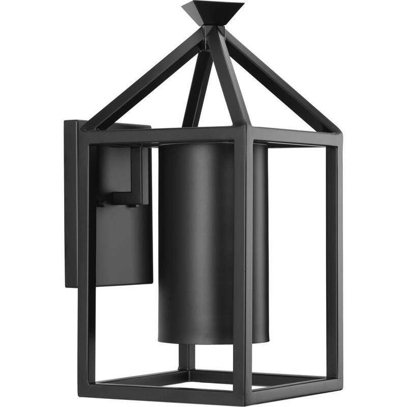 Stallworth Collection One-Light Matte Black Contemporary Outdoor Large Wall Lantern - 9 in x 11 in x 18 in