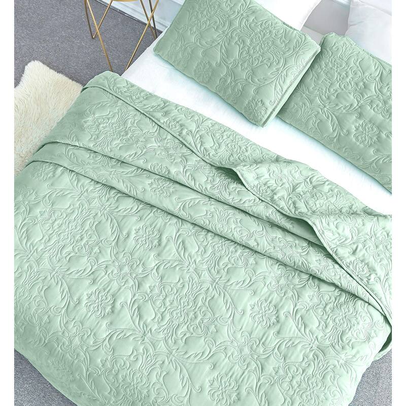 Sophia & William 2/3 Pieces Quilt Set, Reversible Microfiber Bedding Bedspread Coverlet Set