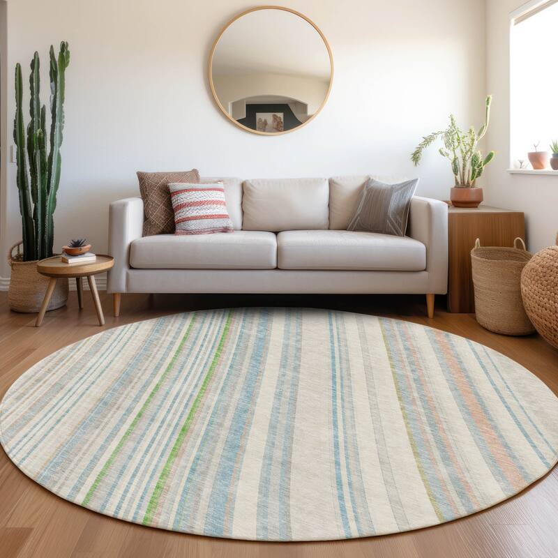 Premium Washable Super Soft Modern Flow Mayfield Rug - Ivory - 8' x 8'