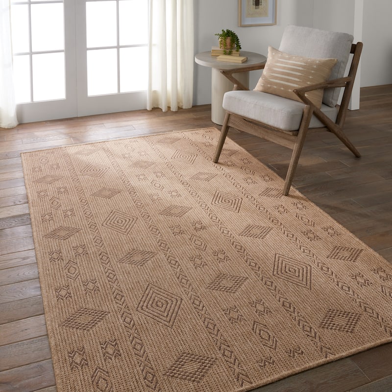 Sahel Indoor/Outdoor Tribal Brown Area Rug - 5'X8'