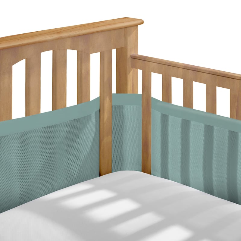 BreathableBaby Breathable Mesh Liner for Full-Size Cribs, Deluxe 4mm Mesh (Size 4FS Covers 3 or 4 Sides) - N/A - Green Seaglass