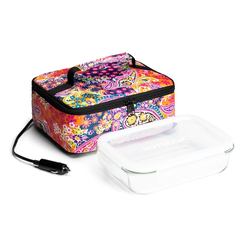 HOTLOGIC Portable Personal 12V Mini Oven, Aqua Floral
