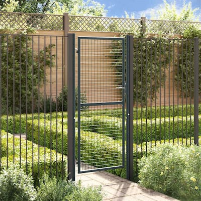 vidaXL Wire Mesh Fence Gate, Steel, Lockable, Gray
