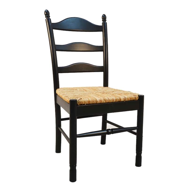 Ladder Back Woven Seat Dining Chair - 38" - Antique Black