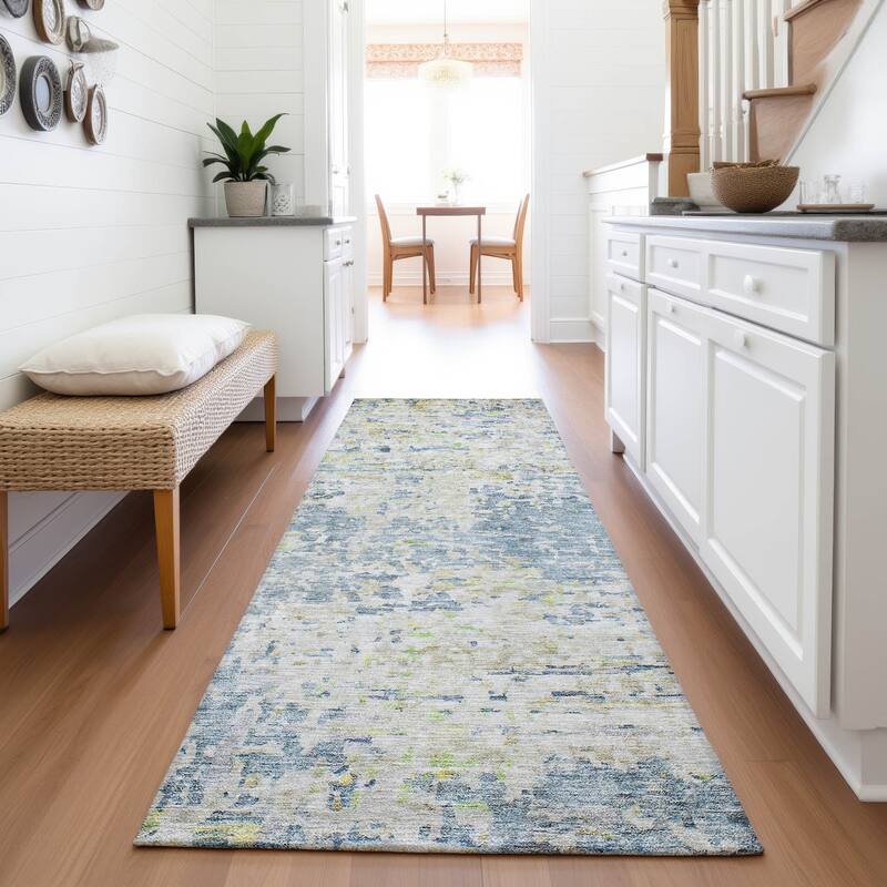 Premium Washable Super Soft Abstract Pixels Mayfield Rug - Blue - 2'3" x 7'6"