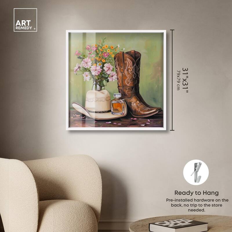 Spring Green Cowboy Necessities Shadowbox by Art Remedy