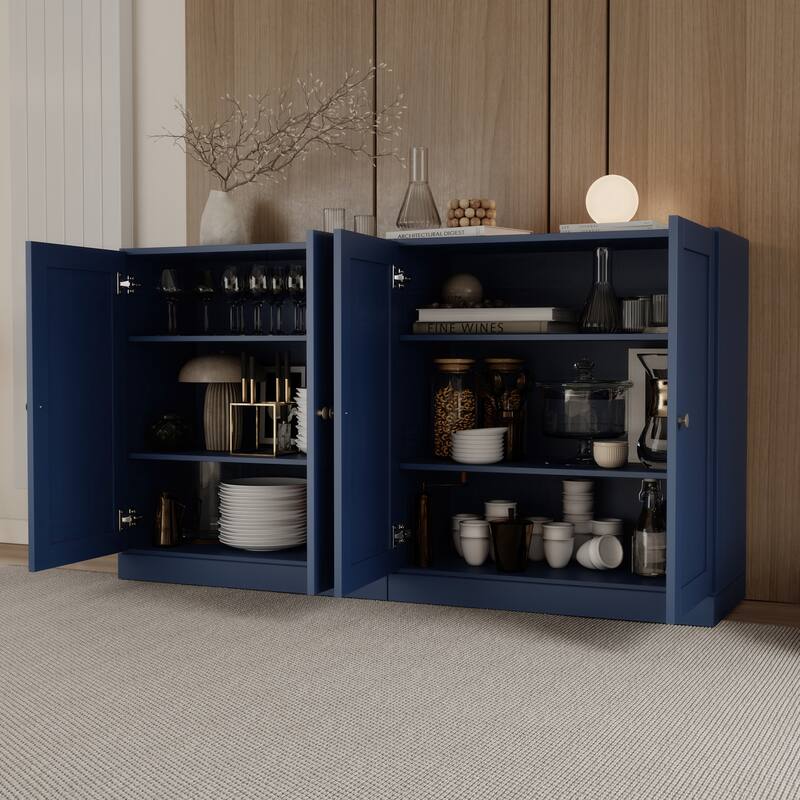 Palace Imports 100% Solid Wood 64" Sideboard with Raised Panel Doors & Adjustable Shelves