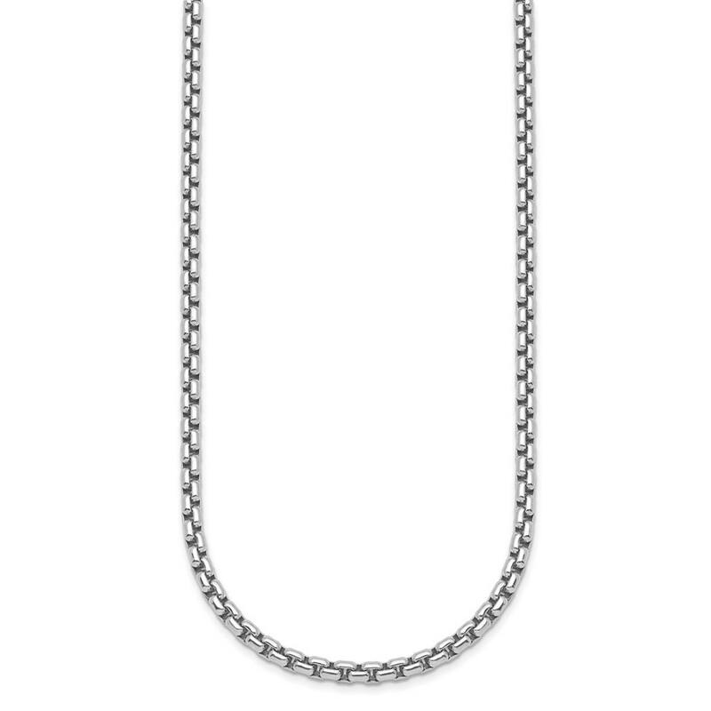 Curata 925 Sterling Silver Rhodium 4mm Box Chain Necklace for Men