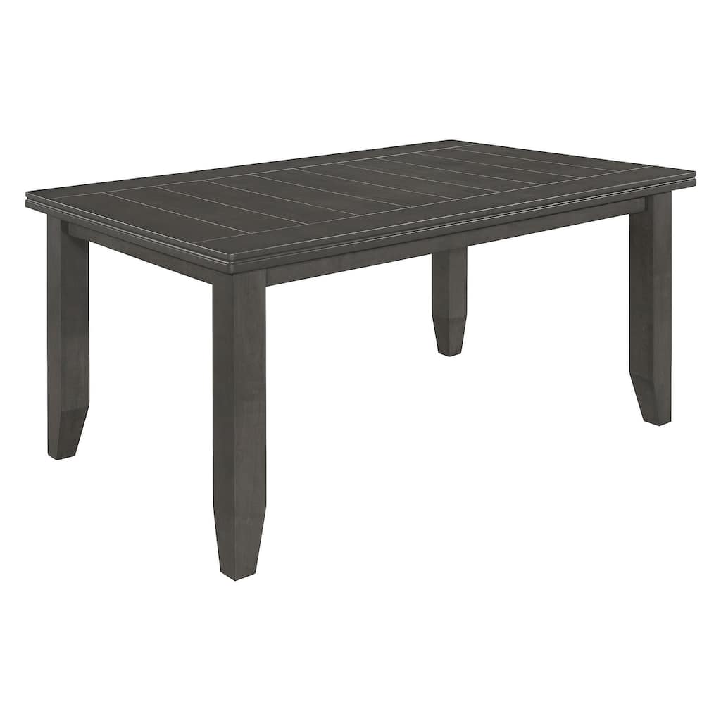 Daye 66 Inch Farmhouse Dining Table, Rectangular Plank Top, Dark Gray Wood