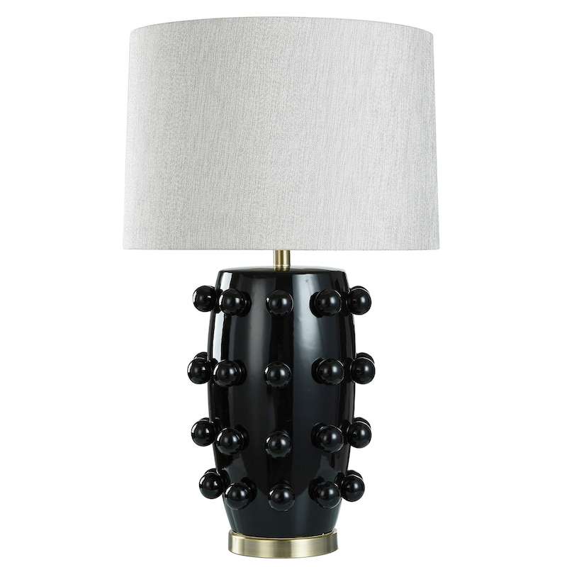 Marni Table Lamp- Black - Black Finish On Ceramic Body With Brass Base - 18"L x 18"W x 30.5"H - 18"L x 18"W x 30.5"H - 18"L x 18"W x 30.5"H - Black, Brass, Light Grey