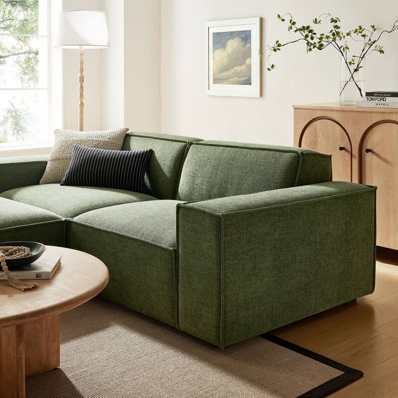 Restore 3-Piece Performance Fabric Upholstered Modular Loveseat with Ottoman