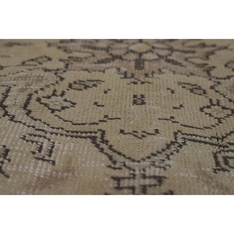 Floral Tabriz Persian Vintage Area Rug Handmade Beige Wool Carpet - 9'8" x 12'4"