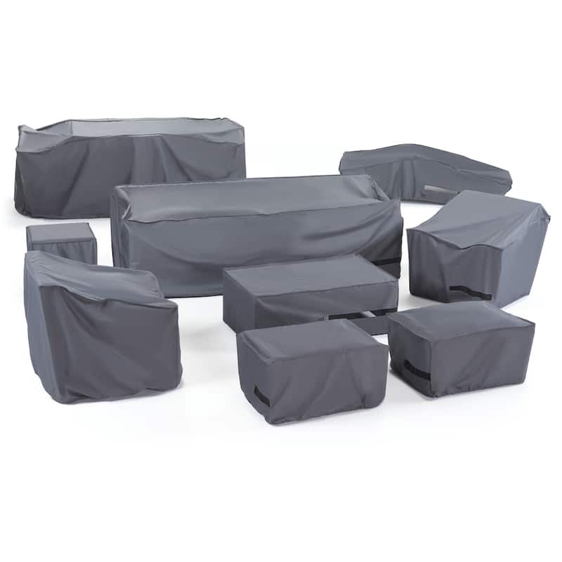 Portofino Comfort 19 Piece Polyester Outdoor Patio Estate Deluxe Furniture Covers - Grey