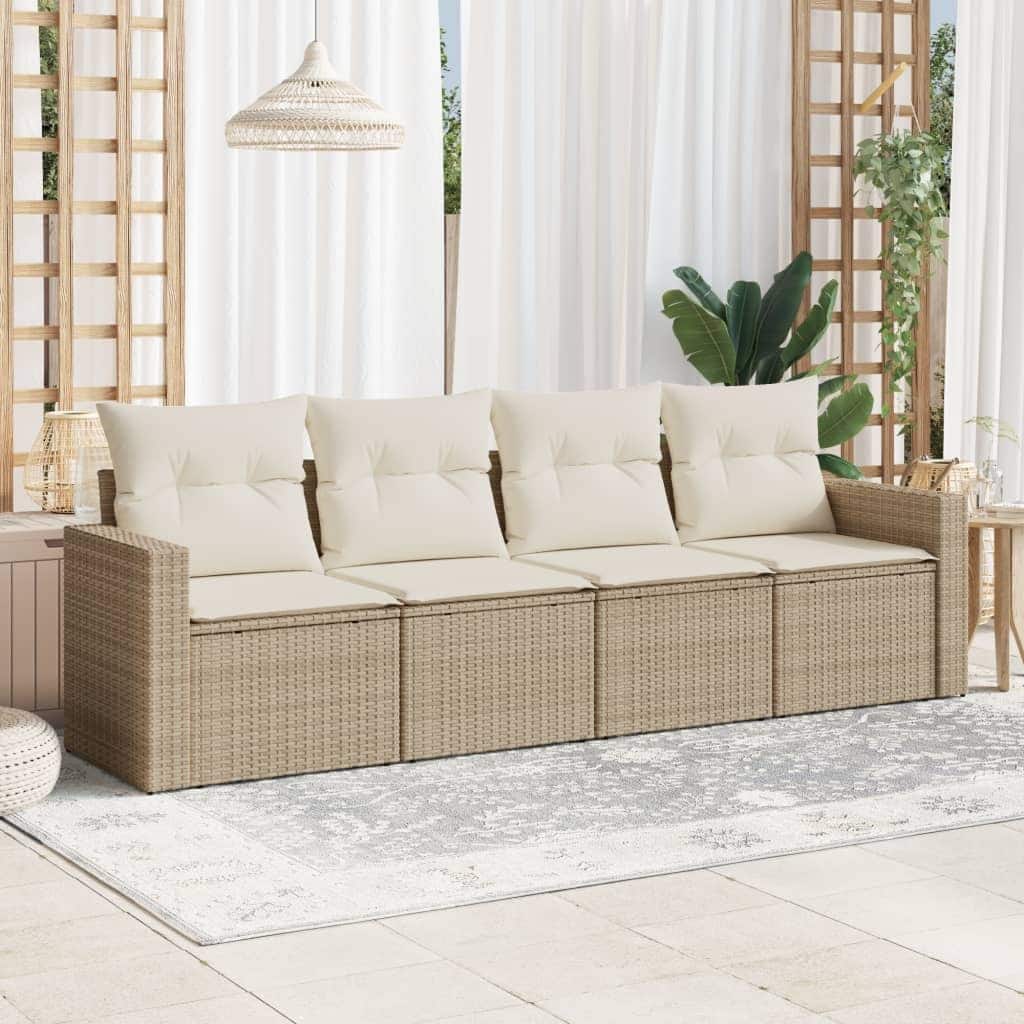 vidaXL Garden Sofa Set Beige, Cream White - 24.4 x 25.8 x 27.2