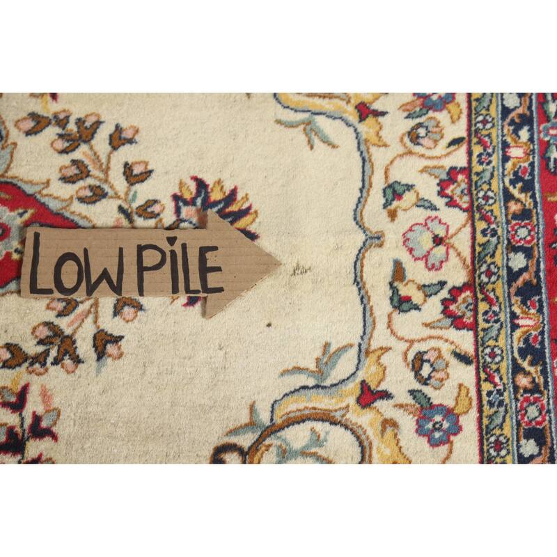 Hand Knotted Oriental 100% Wool Carpet Traditional Floral Beige & Ivories Tabriz Area Rug - 9' 10'' X 6' 5''