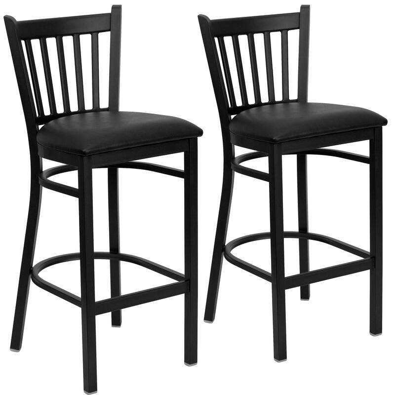 2 Pack Vertical Back Metal Restaurant Barstool