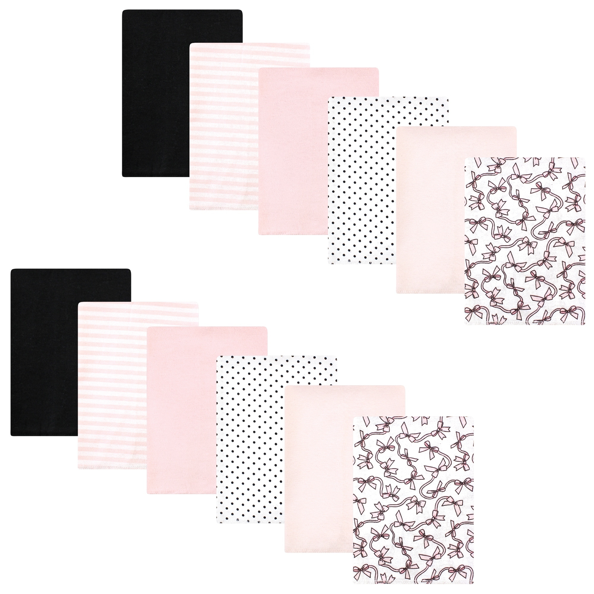 Hudson Baby Infant Girl Cotton Flannel Burp Cloths Bundle, Pink Bows, One Size - Pink Bows - One Size