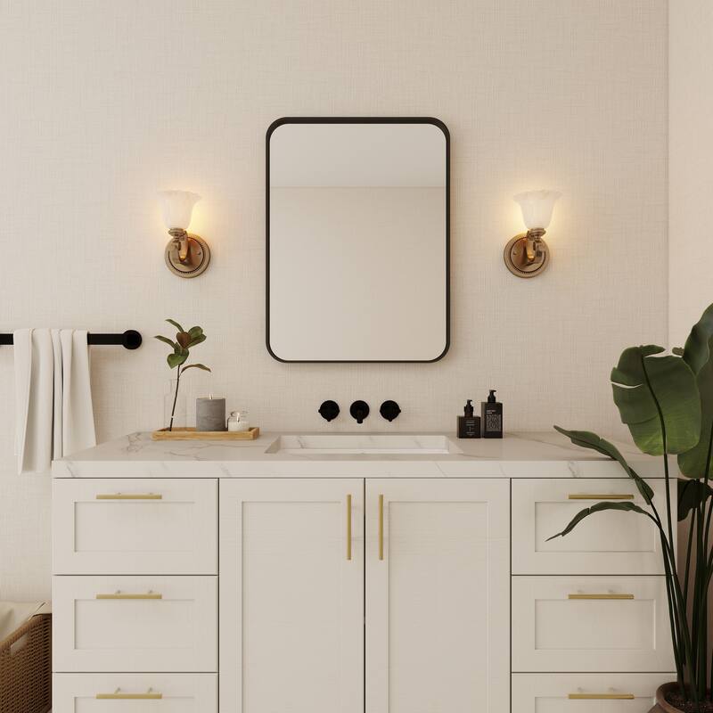 Organnice Rectangular Aluminum Frame Vanity Bathroom Mirror with Clear Glass